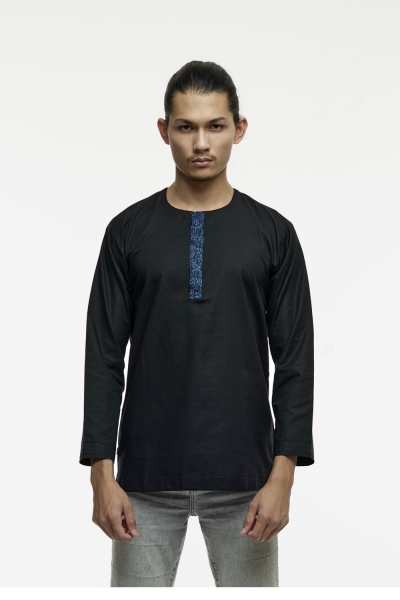 Kurta Long Sleeves Patch Hirarki - Black
